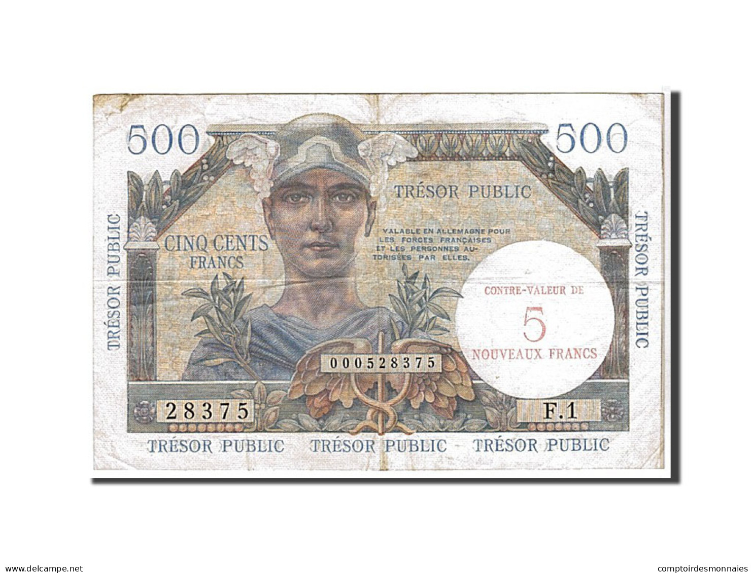 Billet, France, 5 Nouveaux Francs On 500 Francs, 1955-1963 Treasury, 1960, TTB - 1955-1963 Staatskas