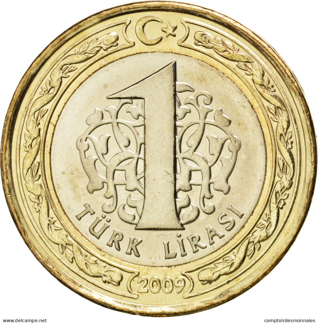 Monnaie, Turquie, Lira, 2009, SPL, Bi-Metallic, KM:1244 - Turquia