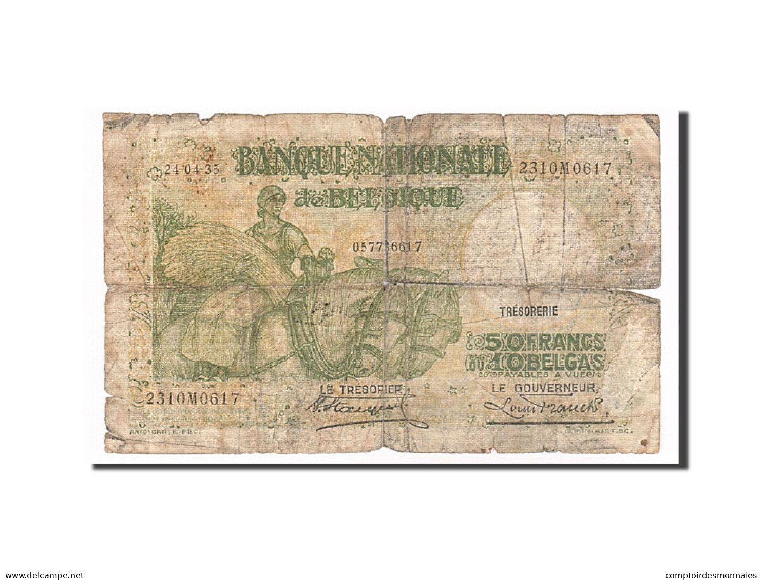 Billet, Belgique, 50 Francs-10 Belgas, 1935, 1935-04-24, B - 50 Franchi