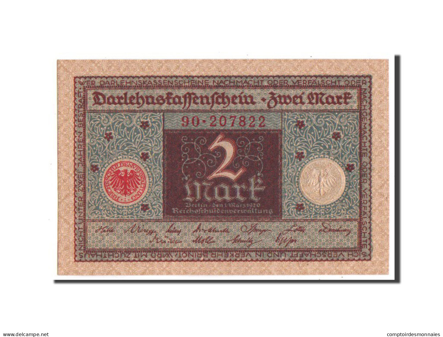 Billet, Allemagne, 2 Mark, 1920, SPL - Zwischenscheine - Schatzanweisungen