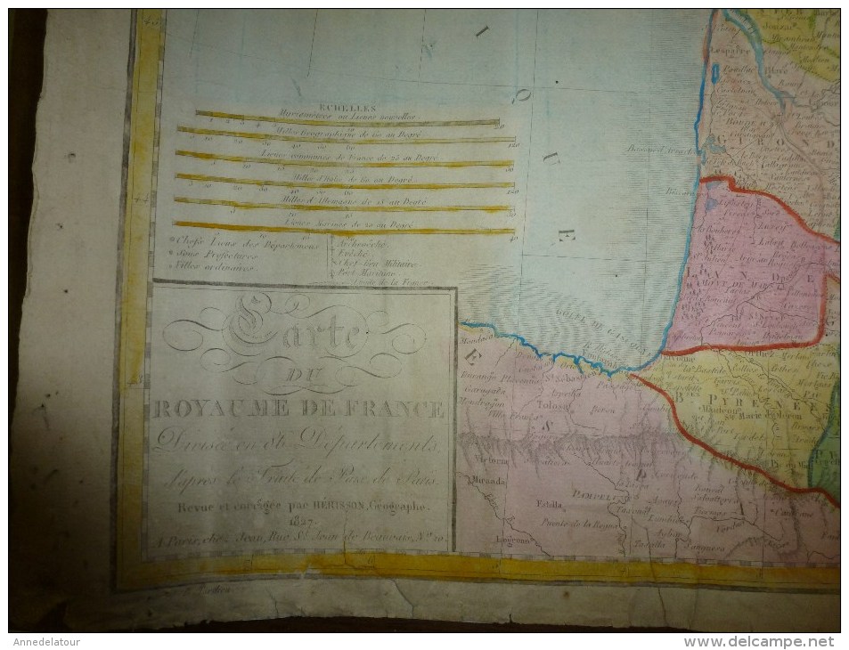 1827 Carte Du ROYAUME De FRANCE D'après Le Traité De Paix De Paris ,Revue Et Corrigée Par Hérisson, Grav. Tardieu - Geographische Kaarten