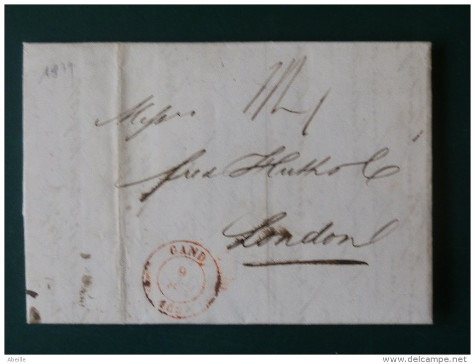 51/157  LETTRE AVEC CONTENU DE GAND POUR LONDRES   1839 - 1830-1849 (Belgique Indépendante)