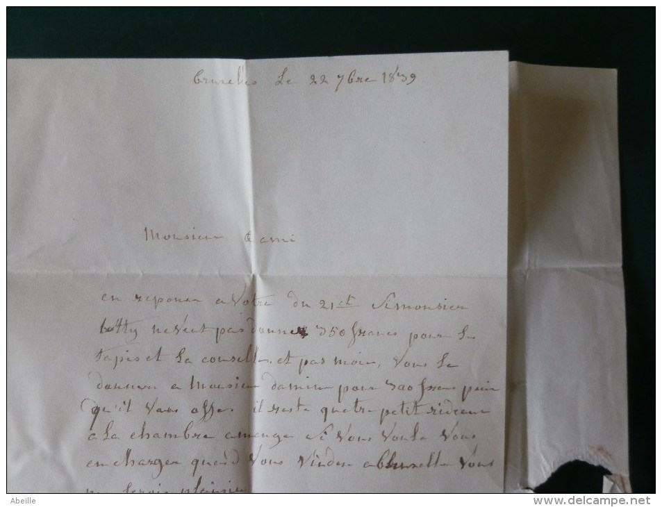 51/158  LETTRE AVEC CONTENU BRUXELLES POUR SOIGNIES  1839 - 1830-1849 (Belgique Indépendante)