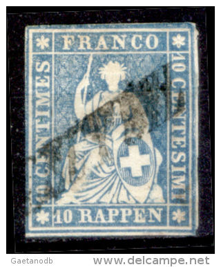 Svizzera-060 - 1854 - Y&T: N.27c (o) - Privo Di Difetti Occulti. - Used Stamps