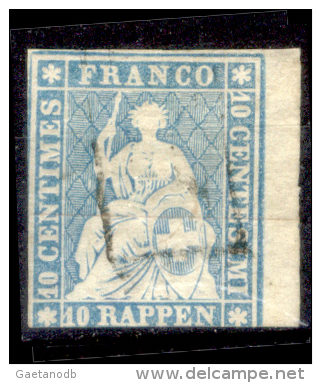 Svizzera-061 - 1854 - Y&T: N.27c (o) - Privo Di Difetti Occulti. - Used Stamps