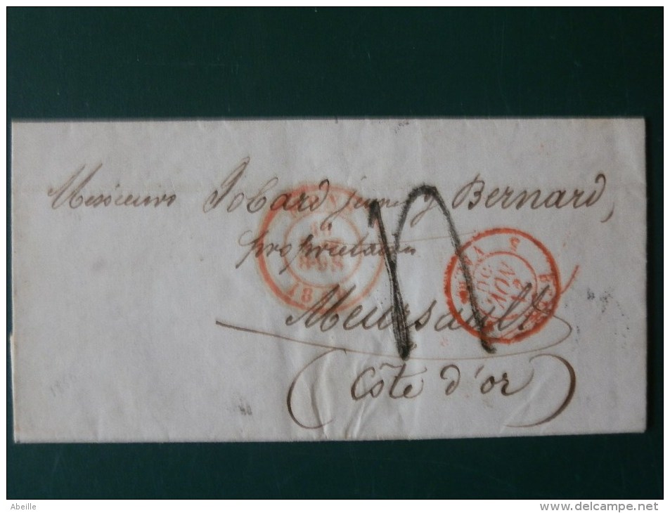 51/172  LETTRE AVEC CONTENU DE MONS    POUR MEURSAULT/FRANCE  1950 - 1830-1849 (Belgique Indépendante)