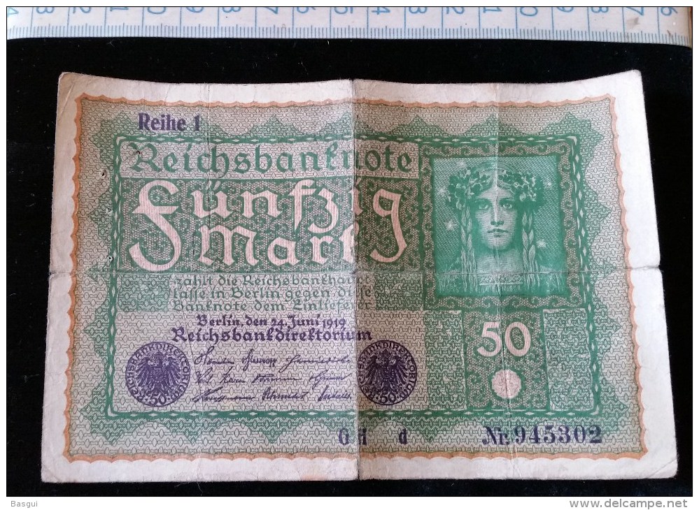 Billet De 50 Mark, 1919  Reichsbanknote  N°945302 - 50 Mark