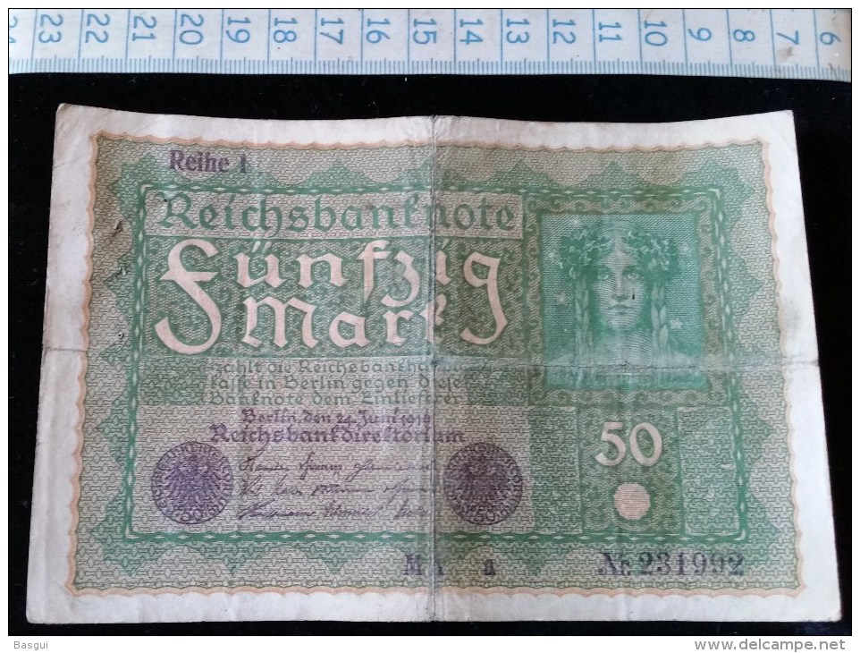 Billet De 50 Mark, 1919  Reichsbanknote  N°231992 - 50 Mark