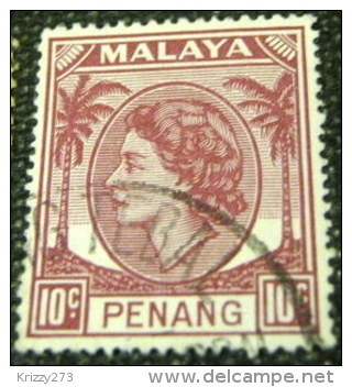 Penang 1954 Queen Elizabeth II 10c - Used - Penang