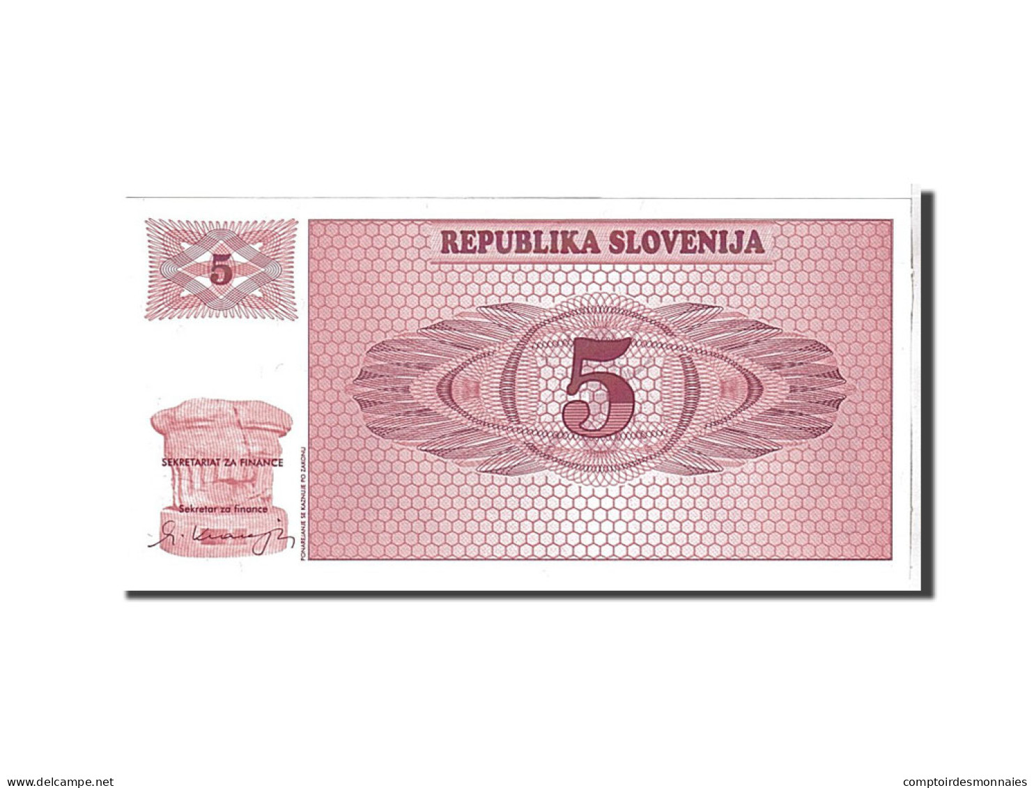 Billet, Slovénie, 5 (Tolarjev), 1990, KM:3a, SPL - Slovénie