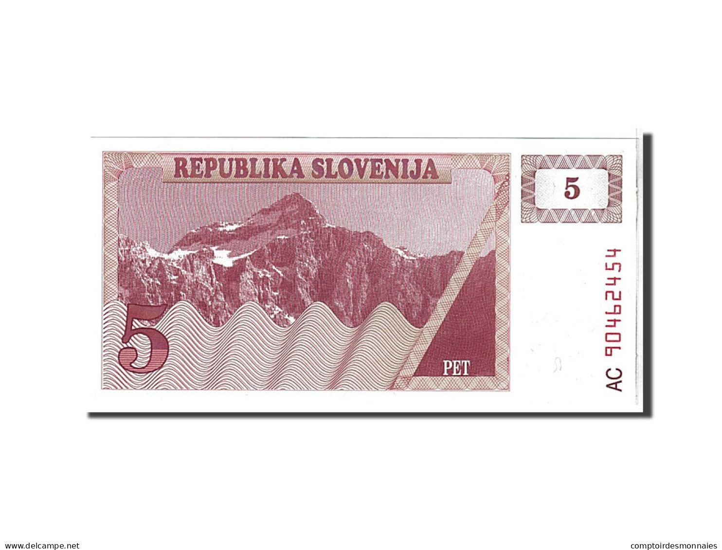 Billet, Slovénie, 5 (Tolarjev), 1990, KM:3a, SPL - Slovénie