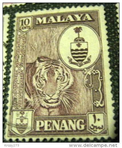 Penang 1960 Tiger 10c - Used - Penang