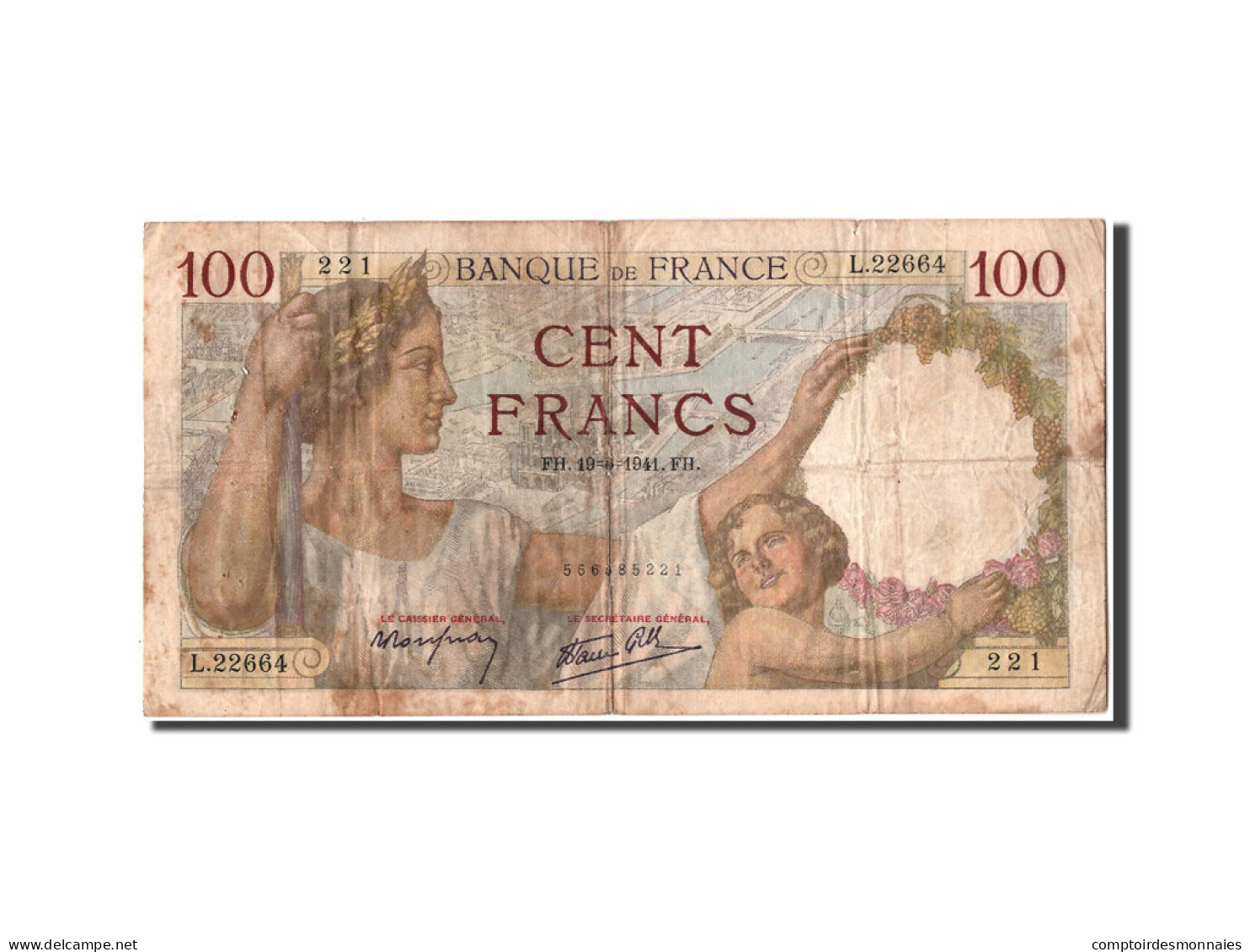 Billet, France, 100 Francs, 100 F 1939-1942 ''Sully'', 1941, 1941-06-19, TB - 100 F 1939-1942 ''Sully''