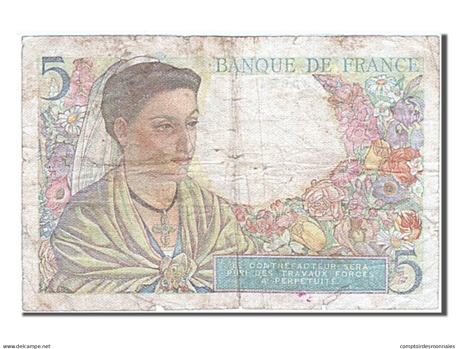 Billet, France, 5 Francs, 5 F 1943-1947 ''Berger'', 1943, 1943-12-23, TB - 5 F 1943-1947 ''Berger''