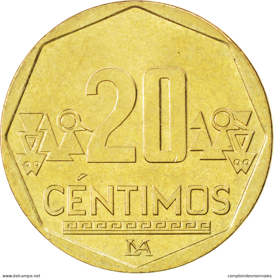 Monnaie, Pérou, 20 Centimos, 2004, SPL, Laiton, KM:306.4 - Peru