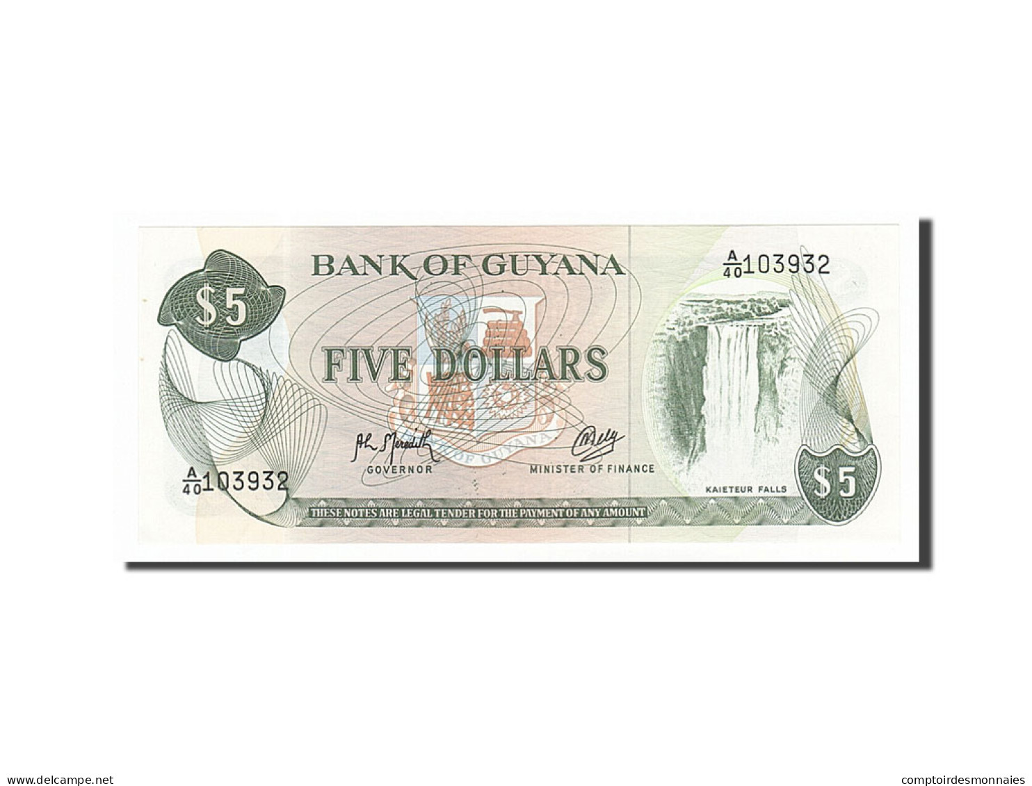 Billet, Guyana, 5 Dollars, 1992, NEUF - Guyana