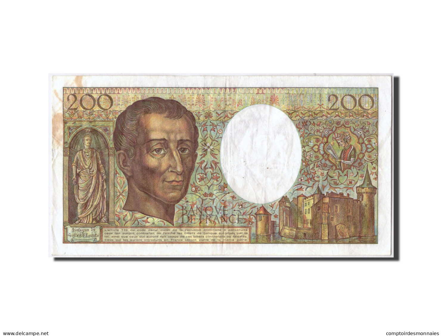 Billet, France, 200 Francs, 200 F 1981-1994 ''Montesquieu'', 1991, TB - 200 F 1981-1994 ''Montesquieu''