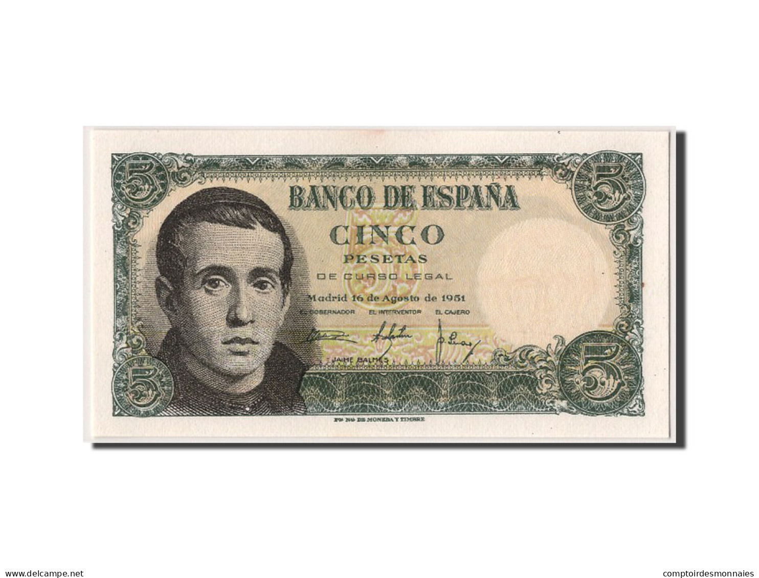 Billet, Espagne, 5 Pesetas, 1951, 1951-08-16, NEUF - 5 Pesetas