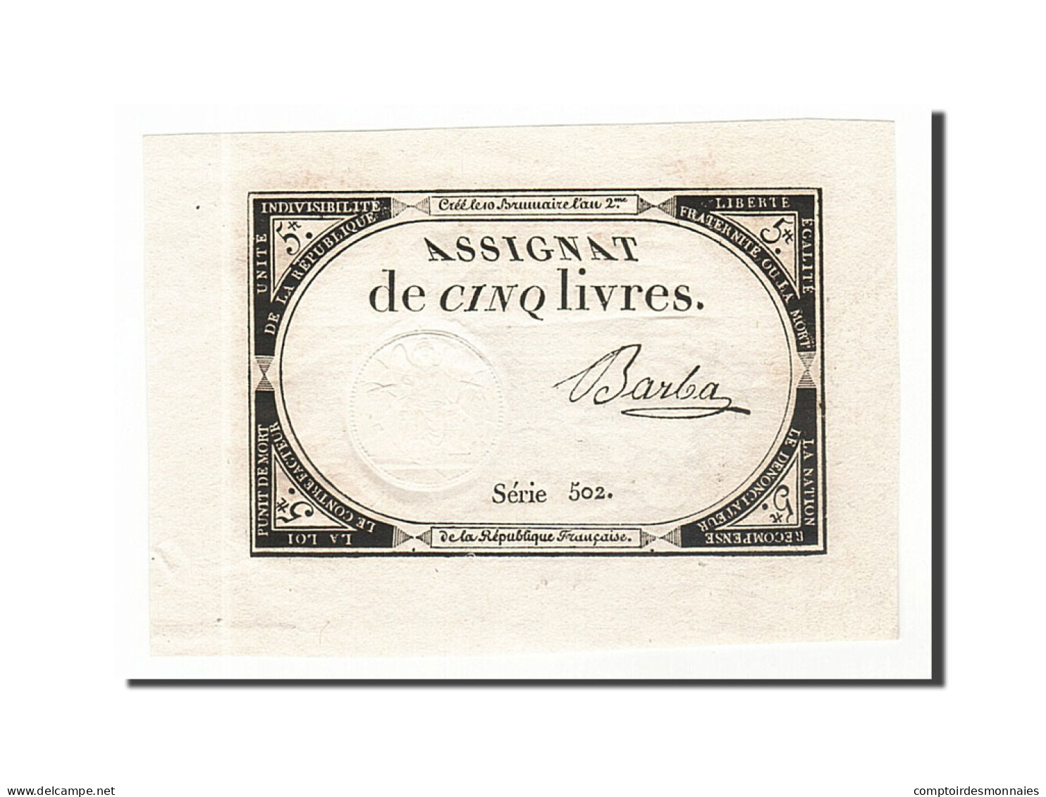 Billet, France, 5 Livres, 1793, Barba, SPL, KM:A76, Lafaurie:171 - Assignats
