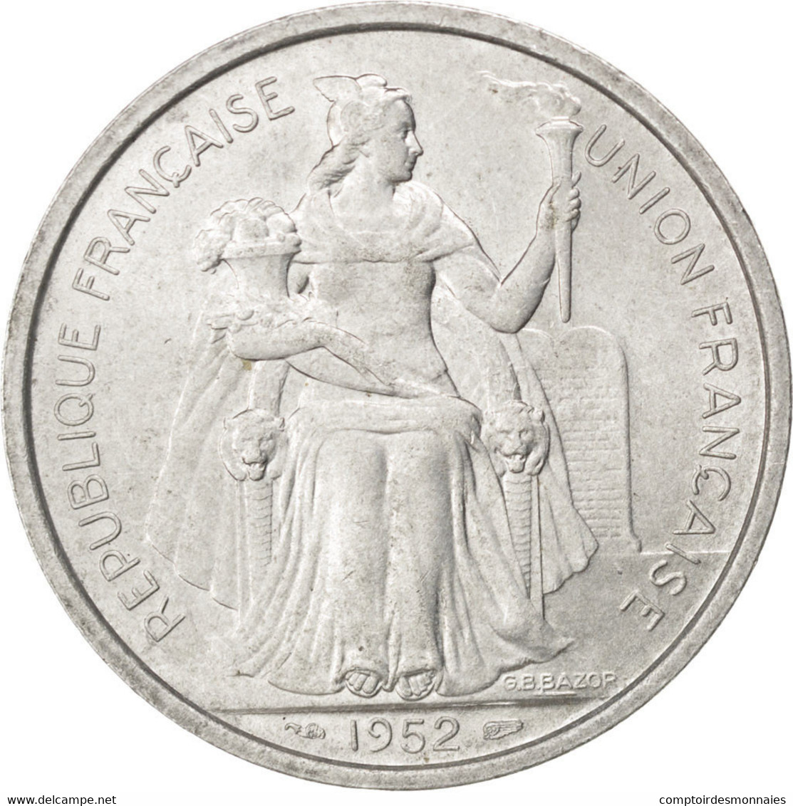Monnaie, Nouvelle-Calédonie, 5 Francs, 1952, TTB+, Aluminium, KM:4, Lecompte:71 - Neu-Kaledonien