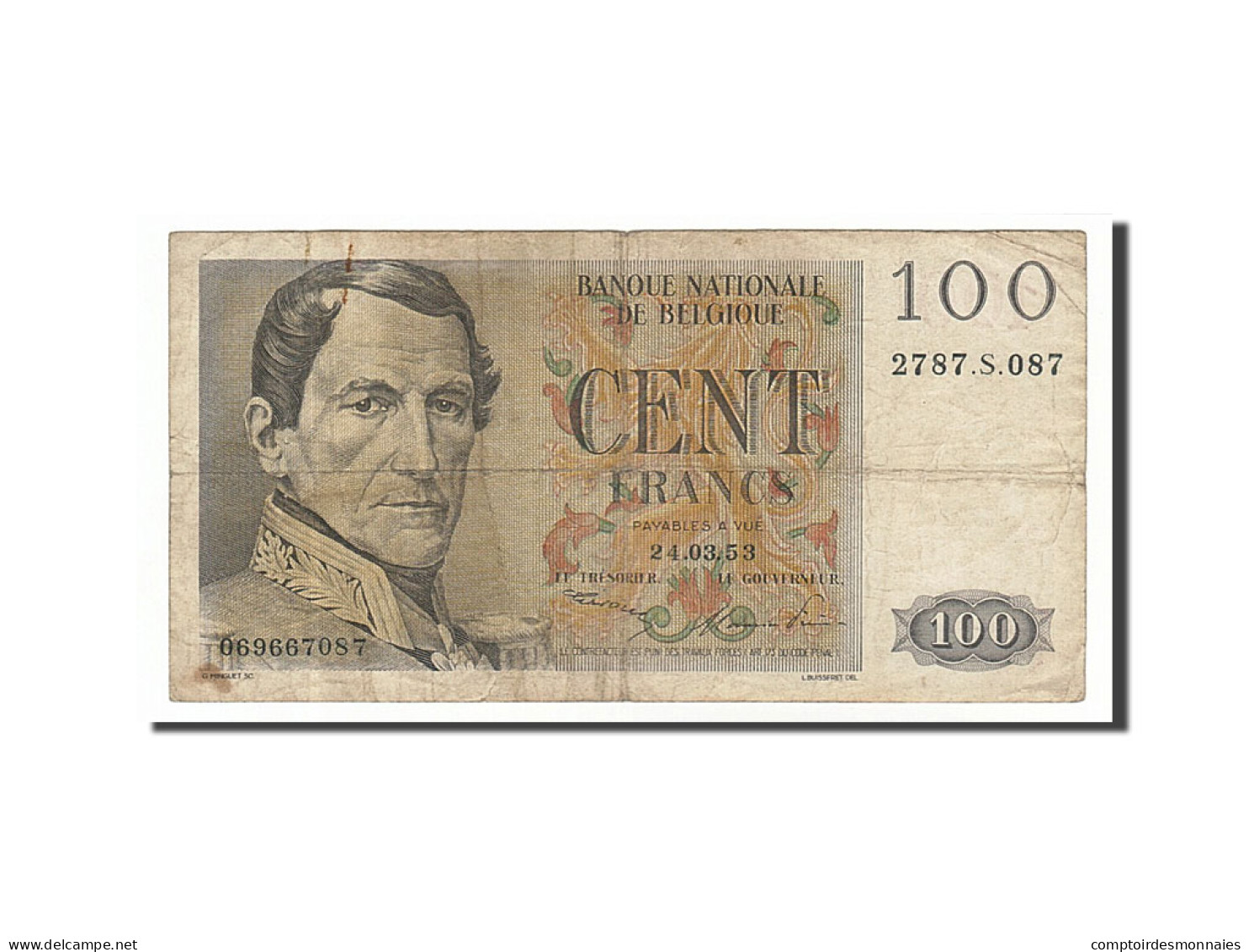 Billet, Belgique, 100 Francs, 1953, 1953-03-24, TB - 100 Francs