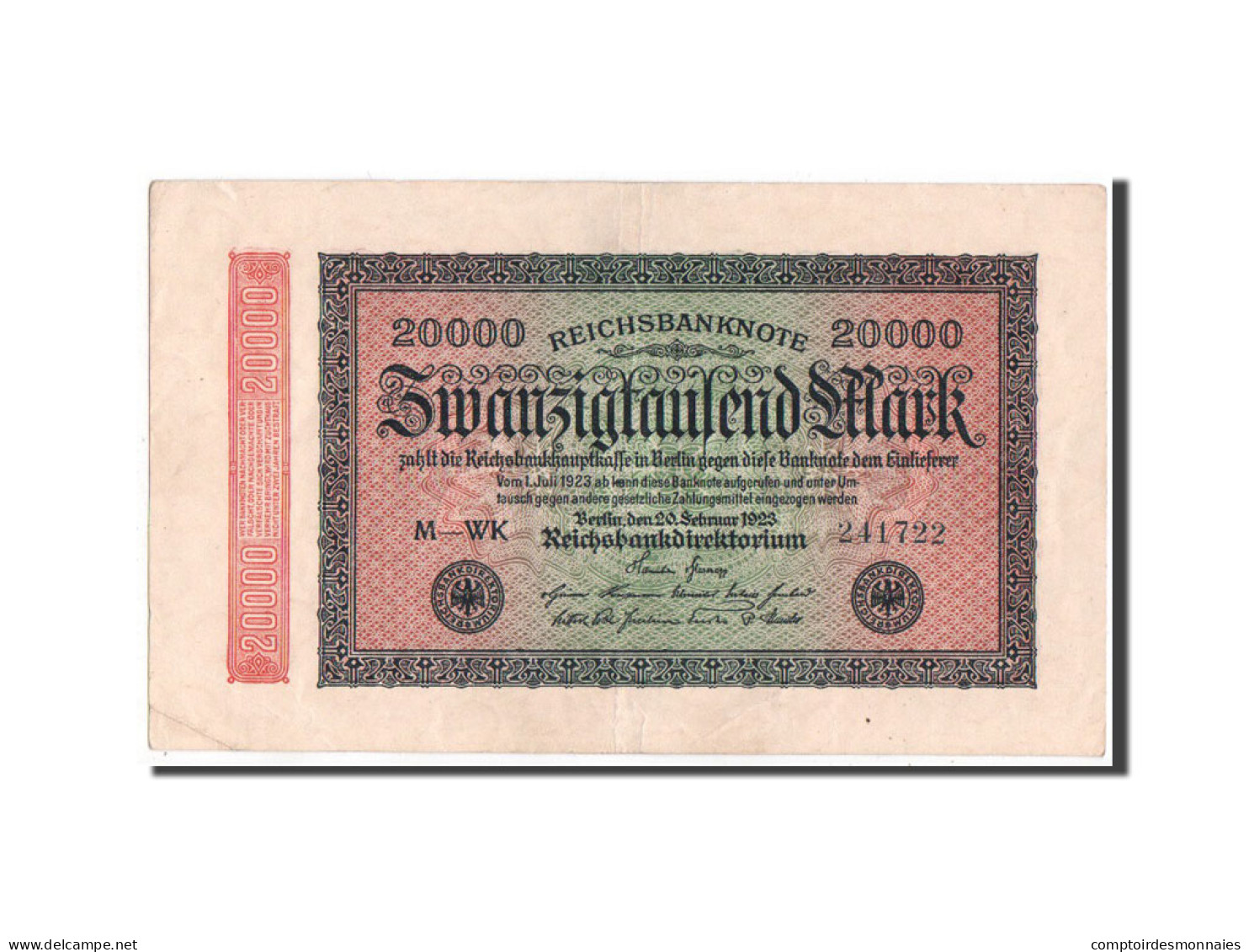 Billet, Allemagne, 20,000 Mark, 1923, TTB - 20.000 Mark