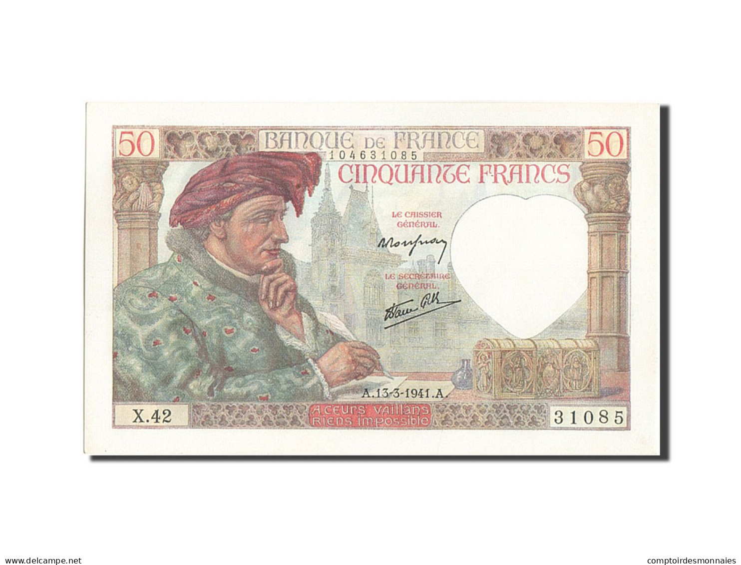 Billet, France, 50 Francs, 50 F 1940-1942 ''Jacques Coeur'', 1941, 1941-03-13 - 50 F 1940-1942 ''Jacques Coeur''