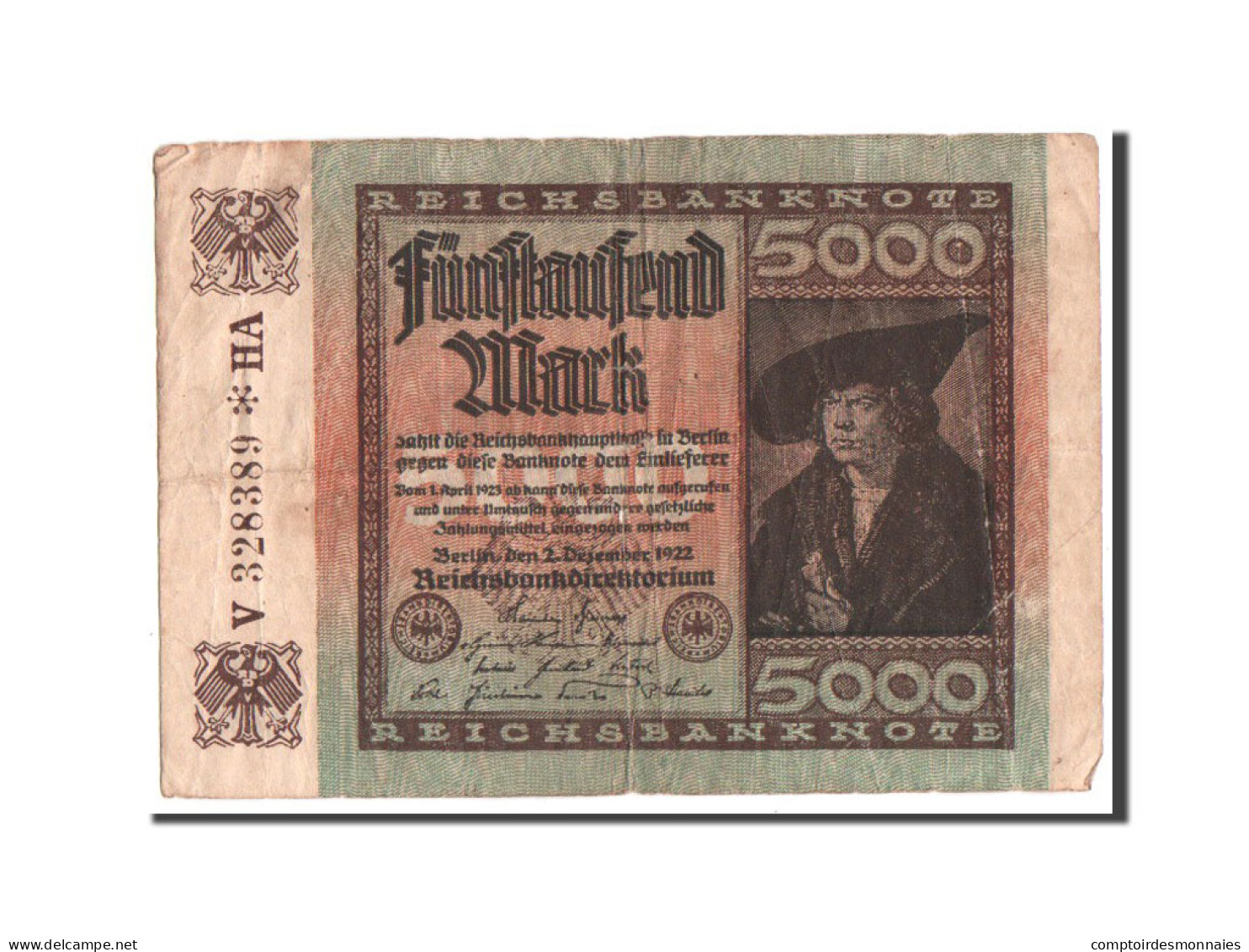 Billet, Allemagne, 5000 Mark, 1922, TB - 5000 Mark