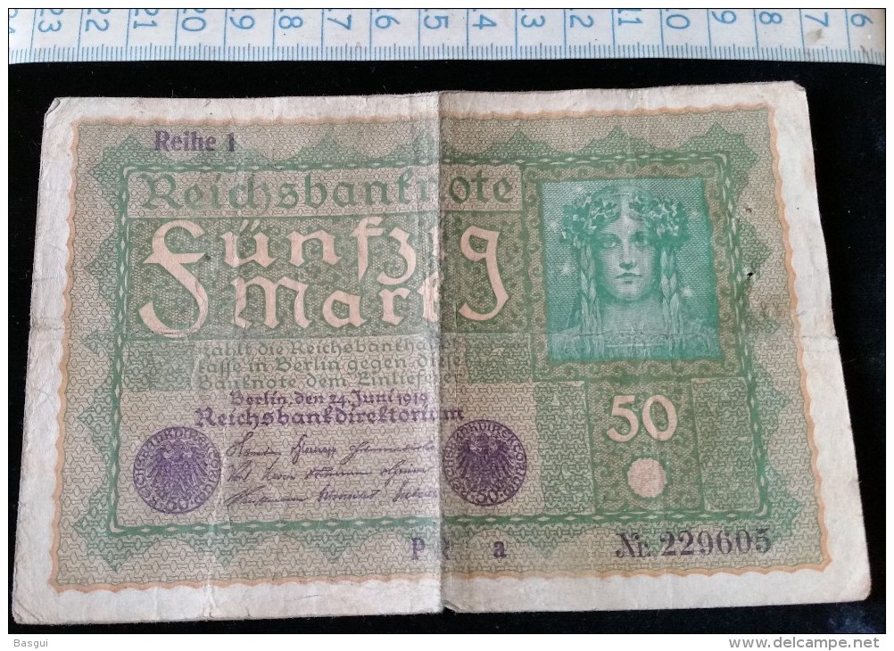 Billet De 50 Mark, 1919  Reichsbanknote  N°229605 - 50 Mark