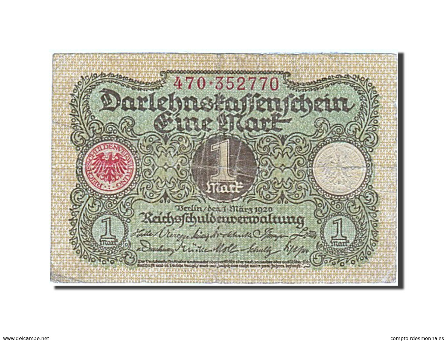 Billet, Allemagne, 1 Mark, 1920, 1920-03-01, TB+ - 1 Mark