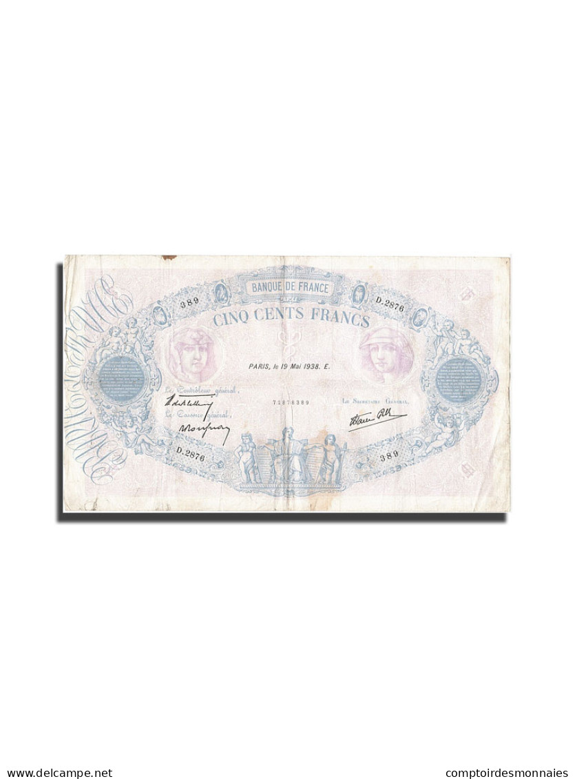 Billet, France, 500 Francs, 500 F 1888-1940 ''Bleu Et Rose'', 1938, 1938-05-19 - 500 F 1888-1940 ''Bleu Et Rose''