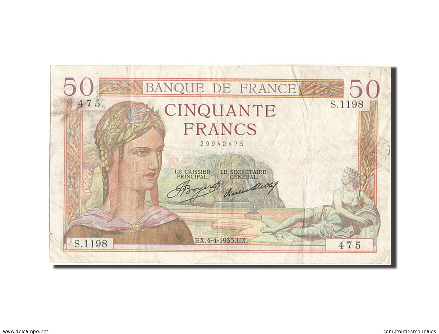 Billet, France, 50 Francs, 50 F 1934-1940 ''Cérès'', 1935, 1935-04-04, TB+ - 50 F 1934-1940 ''Cérès''
