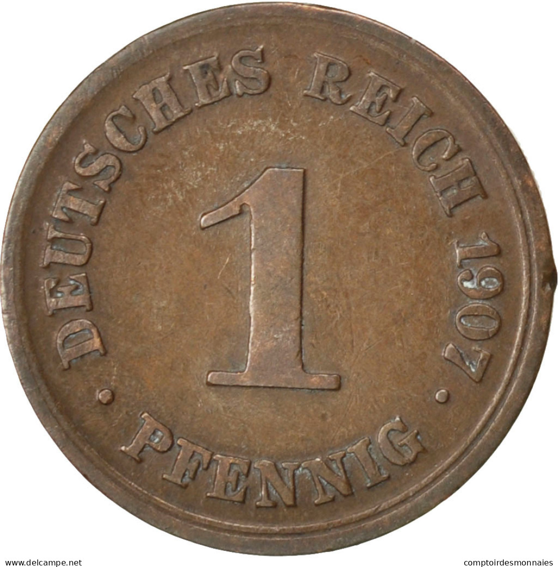 Monnaie, GERMANY - EMPIRE, Wilhelm II, Pfennig, 1907, Munich, TTB, Cuivre, KM:10 - 1 Pfennig
