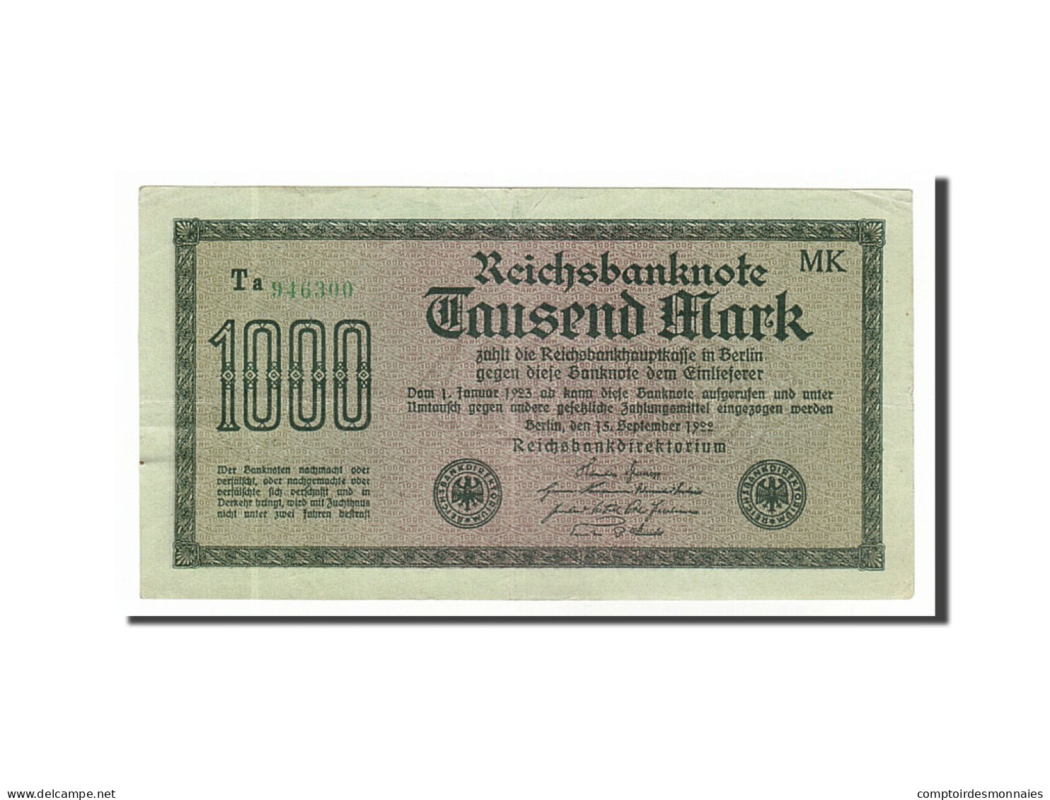 Billet, Allemagne, 1000 Mark, 1922, 1922-09-15, SUP - 1000 Mark