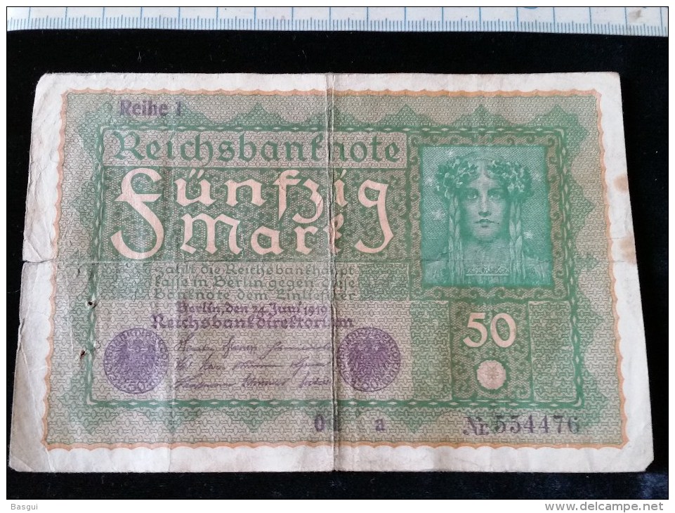 Billet De 50 Mark, 1919  Reichsbanknote  N°554476 - 50 Mark