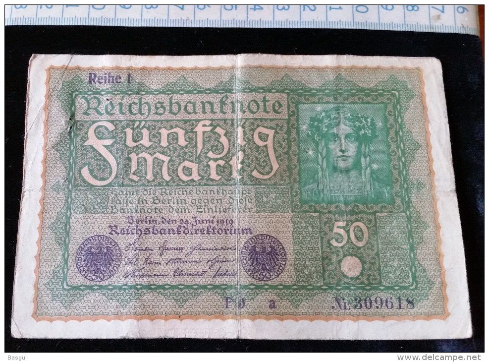 Billet De 50 Mark, 1919  Reichsbanknote  N°309618 - 50 Mark