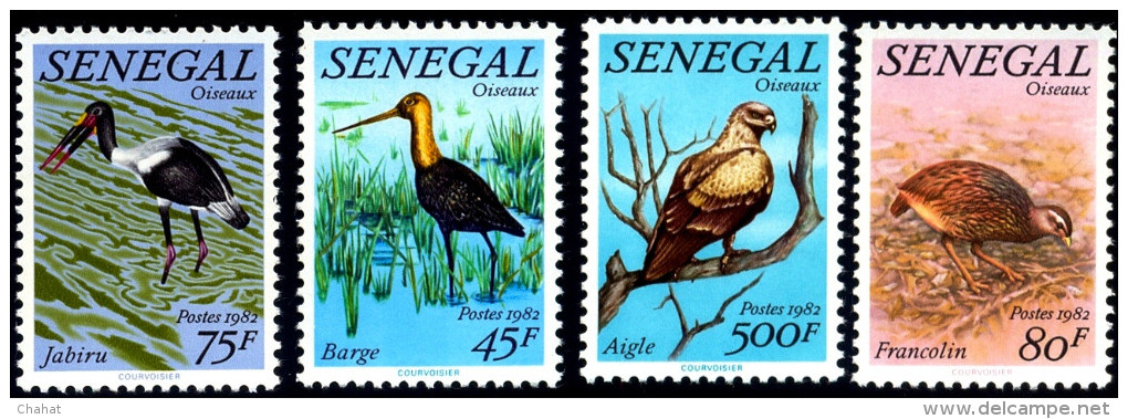 BIRDS-FLAMINGO & OTHERS-NATIONAL PARKS-SENEGAL-1996-SET OF 4-MNH-A6-438 - Flamingo