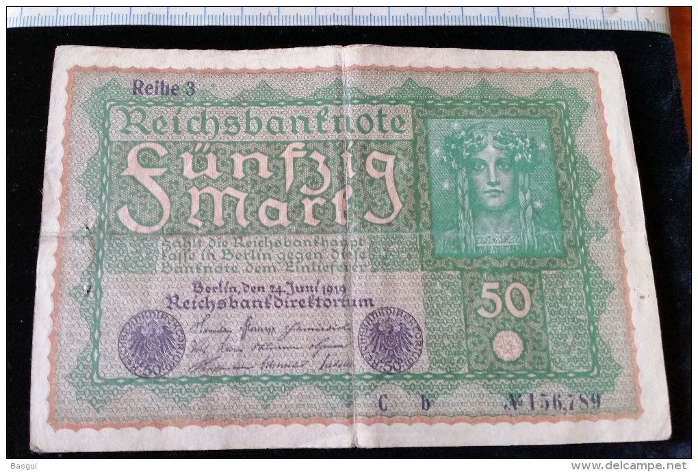 Billet De 50 Mark, 1919  Reichsbanknote  N°156789 - 50 Mark