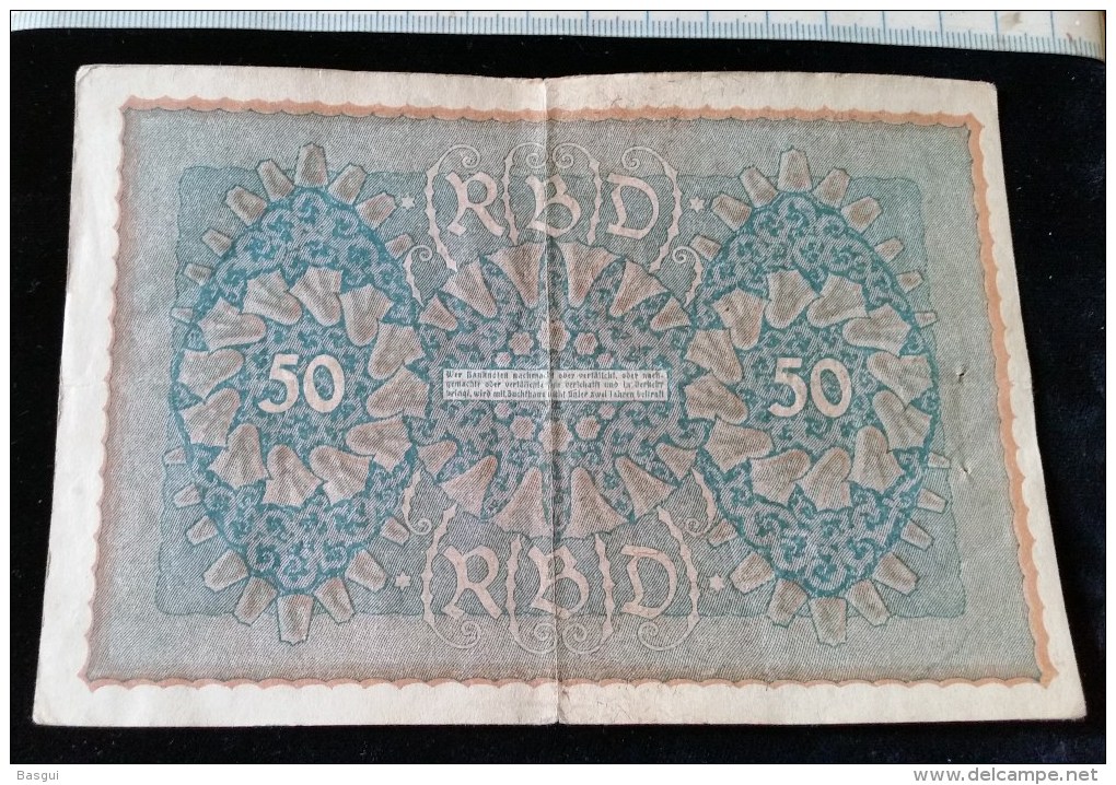 Billet De 50 Mark, 1919  Reichsbanknote  N°156789 - 50 Mark