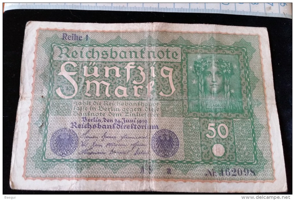 Billet De 50 Mark, 1919  Reichsbanknote  N°462098 - 50 Mark