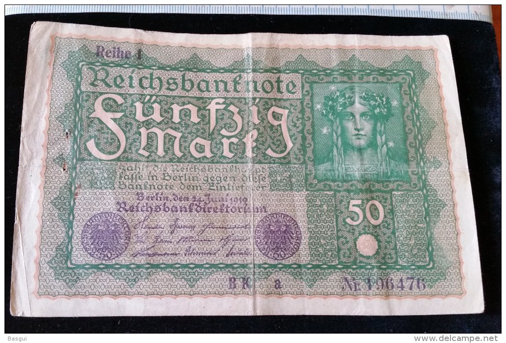 Billet De 50 Mark, 1919  Reichsbanknote  N°196476 - 50 Mark