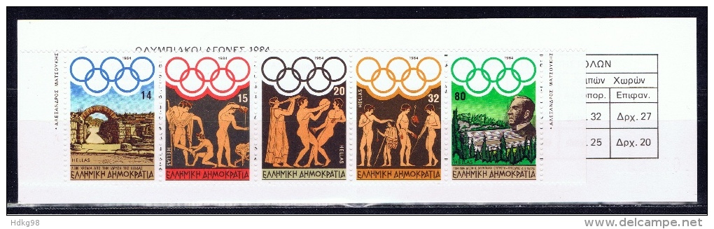 GR Griechenland 1984 Mi 1557-61 Mnh MH Olympische Sommerspiele - Carnets