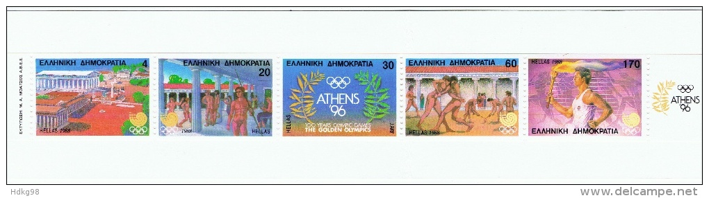 GR Griechenland 1988 Mi 1687-91 Mnh MH Olympische Sommerspiele - Markenheftchen