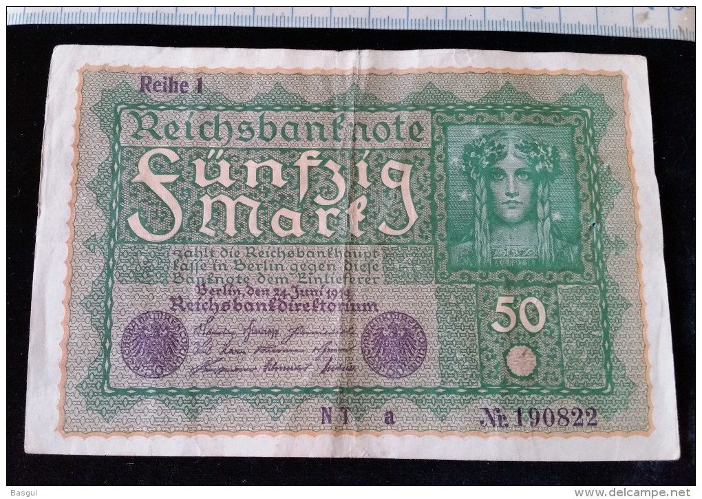 Billet De 50 Mark, 1919  Reichsbanknote  N°190822 - 50 Mark