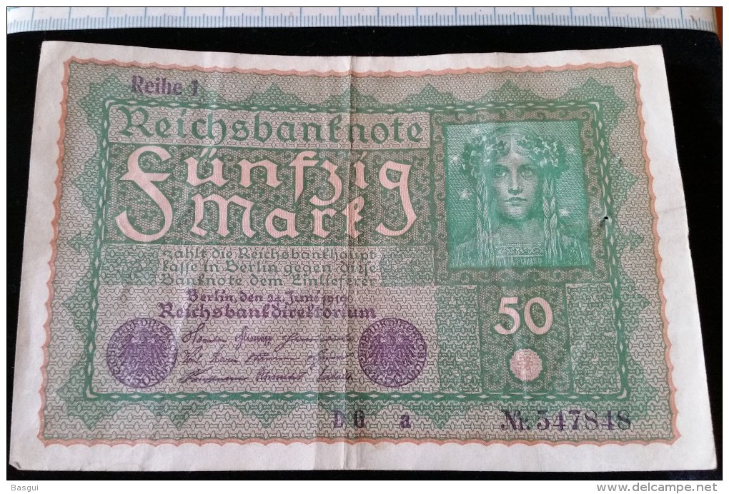 Billet De 50 Mark, 1919  Reichsbanknote  N°547848 - 50 Mark