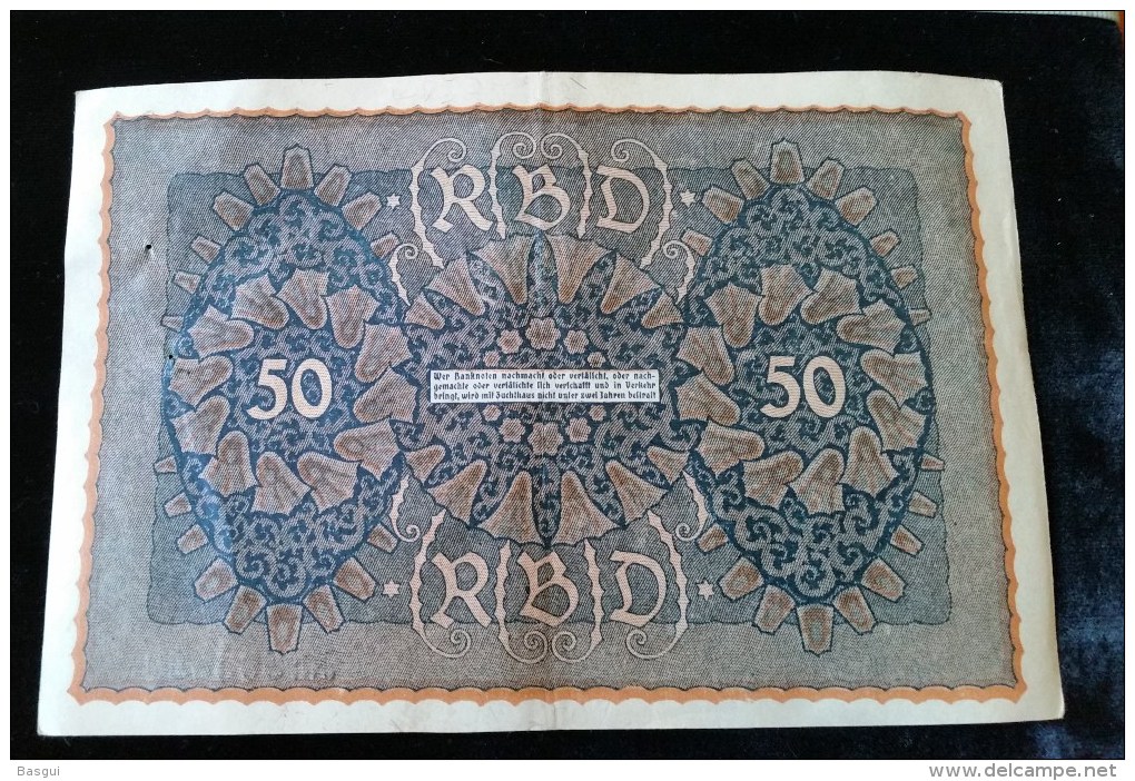 Billet De 50 Mark, 1919  Reichsbanknote  N°506639 - 50 Mark