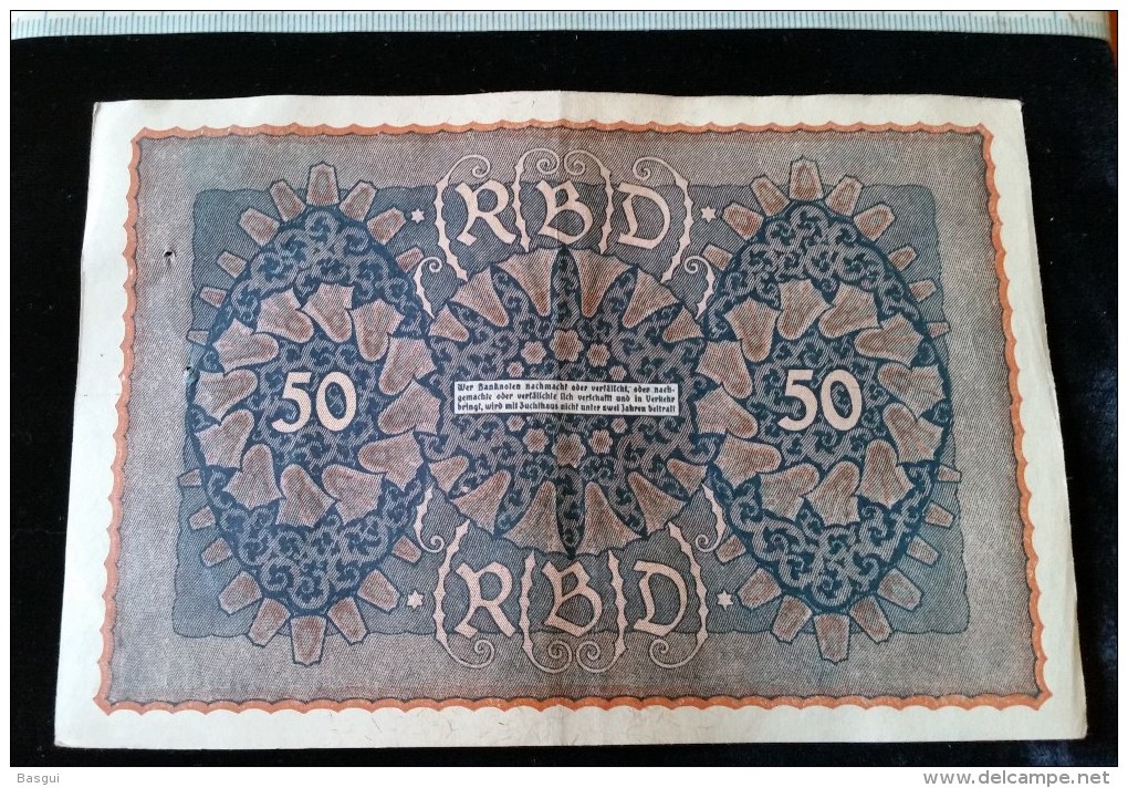 Billet De 50 Mark, 1919  Reichsbanknote  N°592535 - 50 Mark