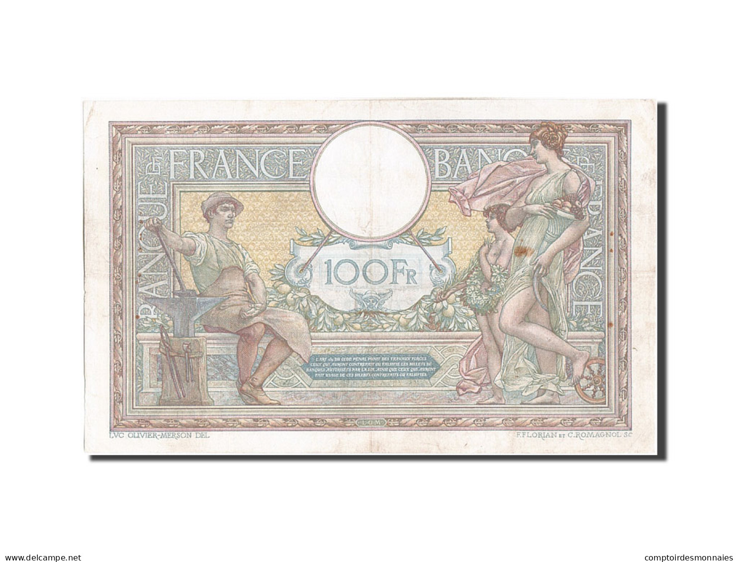 Billet, France, 100 Francs, 100 F 1908-1939 ''Luc Olivier Merson'', 1919 - 100 F 1908-1939 ''Luc Olivier Merson''