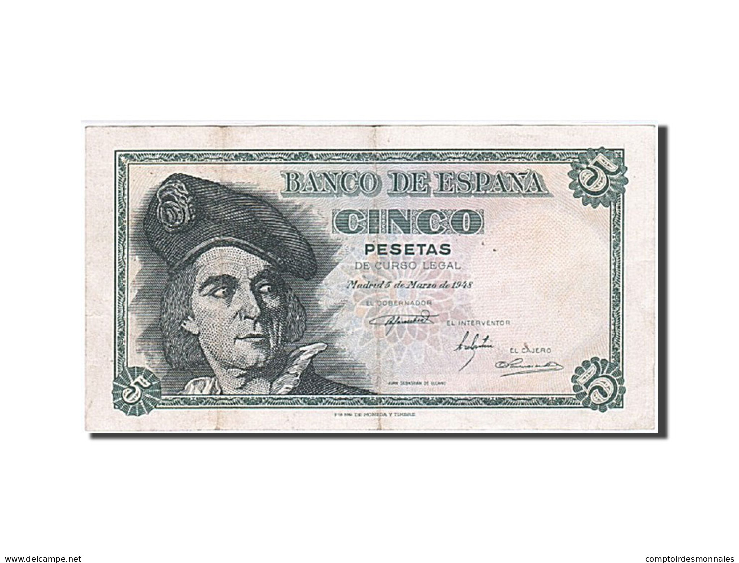 Billet, Espagne, 5 Pesetas, 1948, 1948-03-05, TTB+ - 5 Pesetas