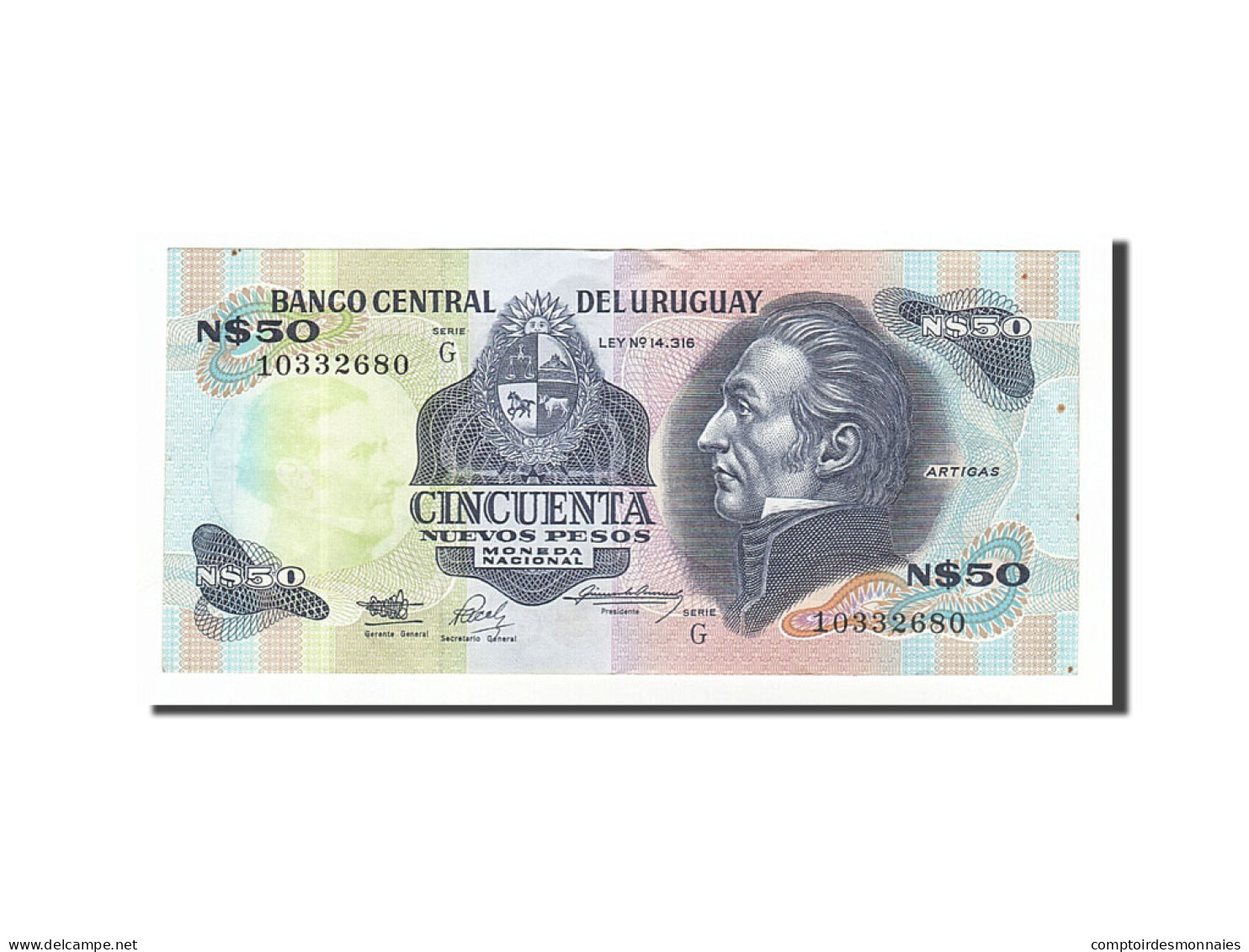 Billet, Uruguay, 50 Nuevos Pesos, 1989, TTB - Uruguay